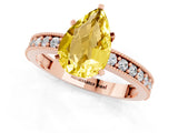 Rose gold Pear Cut Yellow Sapphire Milgrain Pavé Engagement Ring with Four-Prong Setting_25