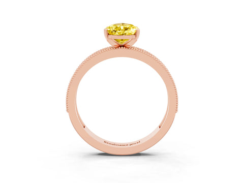 Rose gold Pear Cut Yellow Sapphire Milgrain Pavé Engagement Ring with Four-Prong Setting_27