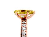 Rose gold Pear Cut Yellow Sapphire Milgrain Pavé Engagement Ring with Four-Prong Setting_29