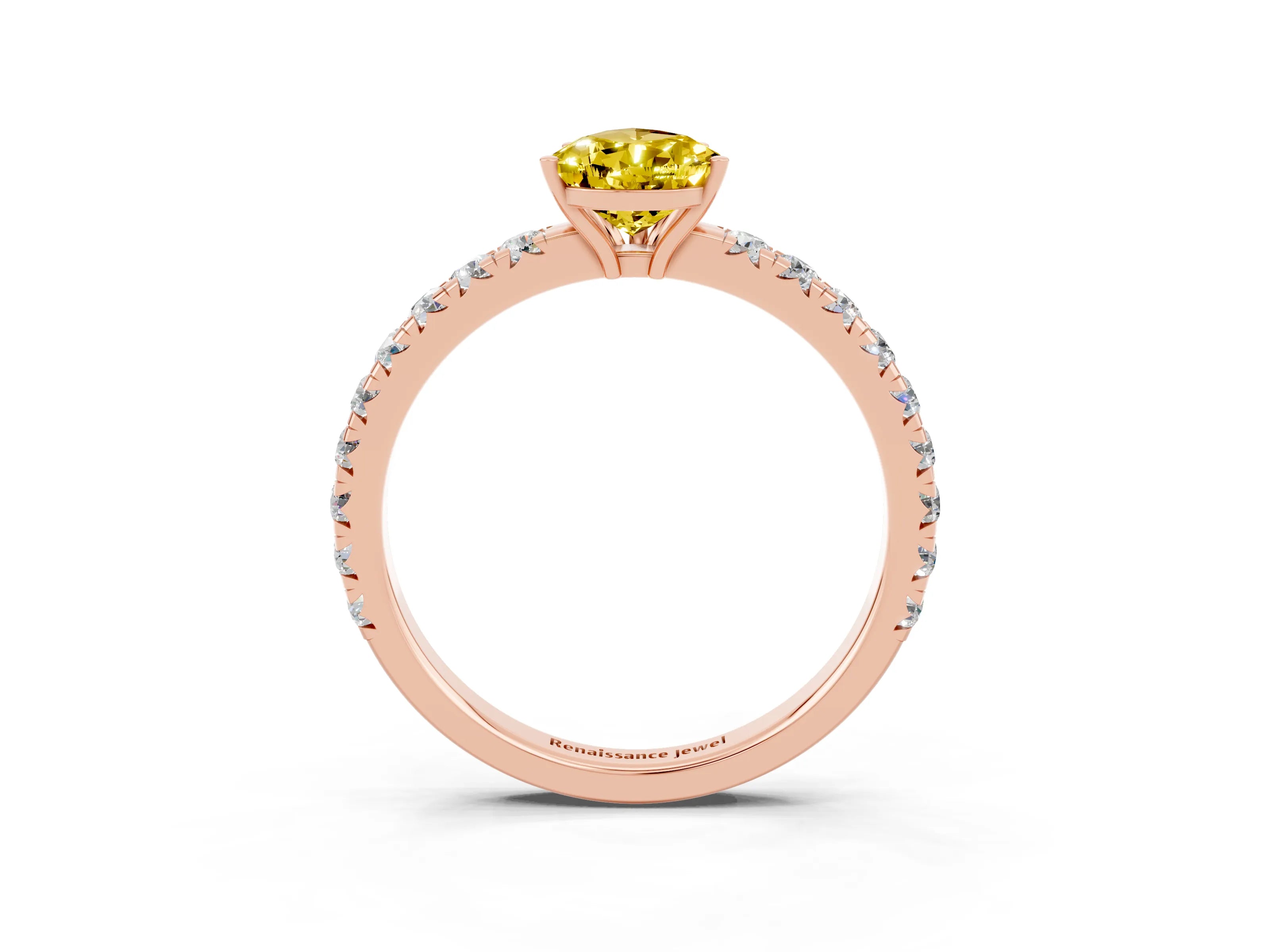 Rose gold Pear Cut Yellow Sapphire Pavé Solitaire Engagement Ring with Four-Prong Setting_15