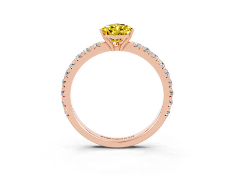 Rose gold Pear Cut Yellow Sapphire Pavé Solitaire Engagement Ring with Four-Prong Setting_15