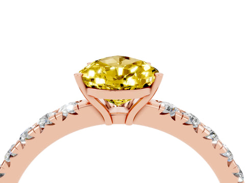 Rose gold Pear Cut Yellow Sapphire Pavé Solitaire Engagement Ring with Four-Prong Setting_16