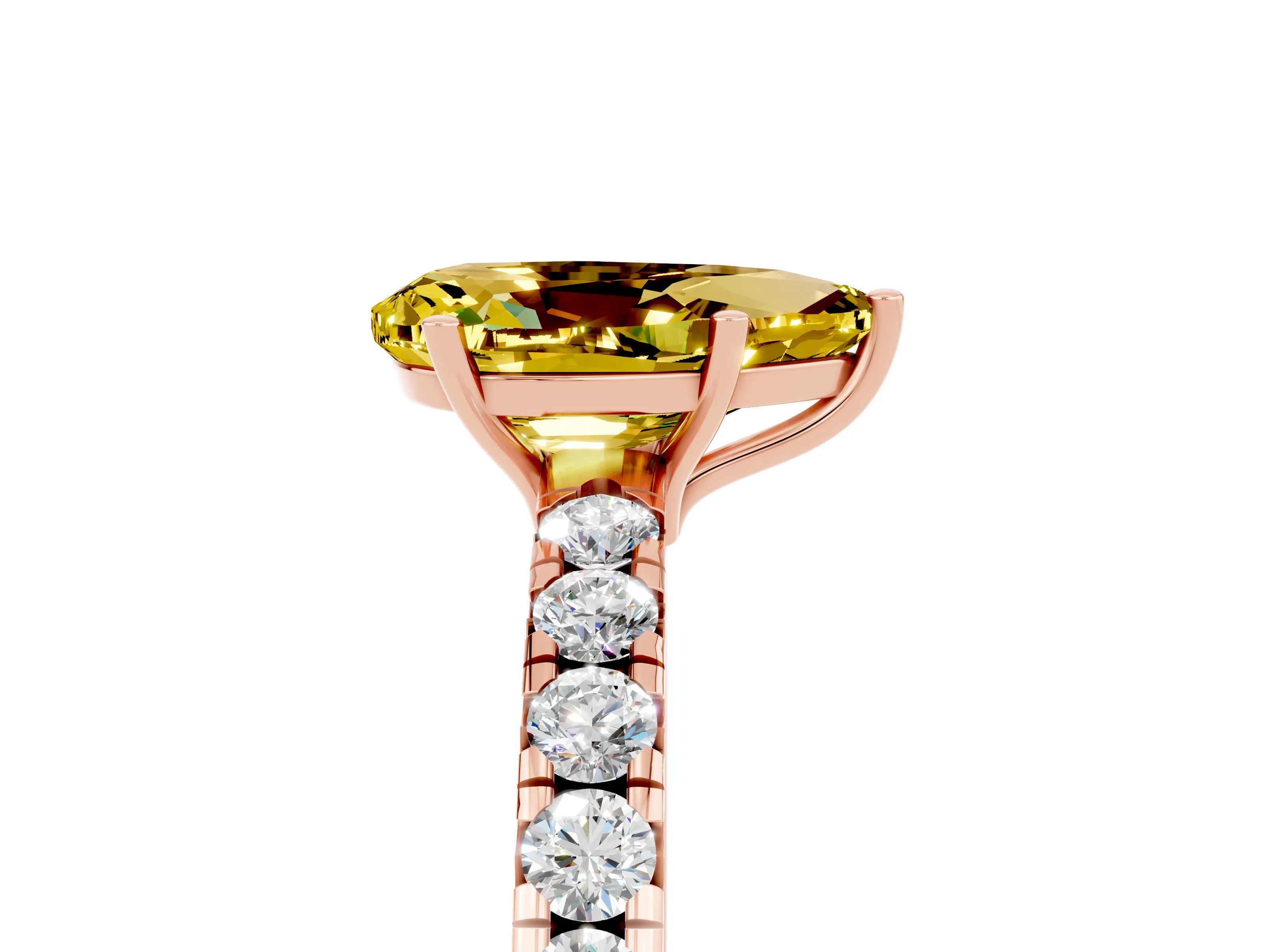 Rose gold Pear Cut Yellow Sapphire Pavé Solitaire Engagement Ring with Four-Prong Setting_17
