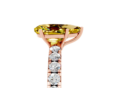 Rose gold Pear Cut Yellow Sapphire Pavé Solitaire Engagement Ring with Four-Prong Setting_17