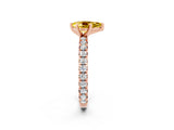Rose gold Pear Cut Yellow Sapphire Pavé Solitaire Ring with Round Band and Prong Setting_14