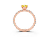 Rose gold Pear Cut Yellow Sapphire Pavé Solitaire Ring with Round Band and Prong Setting_15