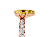 Rose gold Pear Cut Yellow Sapphire Pavé Solitaire Ring with Round Band and Prong Setting_17