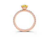 Rose gold Pear Cut Yellow Sapphire Pavé Solitaire Ring with Round Band and Prong Setting_27
