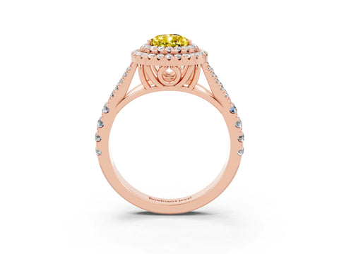 Rose gold Pear Cut Yellow Sapphire Pavé Split Shank Double Halo Engagement Ring_3