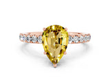 Rose gold Pear Cut Yellow Sapphire Pave Band Solitaire Ring with Four-Prong Setting_60