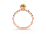 Rose gold Pear Cut Yellow Sapphire Pave Band Solitaire Ring with Four-Prong Setting_63