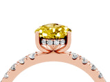 Rose gold Pear Cut Yellow Sapphire Pave Band Solitaire Ring with Four-Prong Setting_64