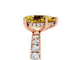 Rose gold Pear Cut Yellow Sapphire Pave Band Solitaire Ring with Four-Prong Setting_65