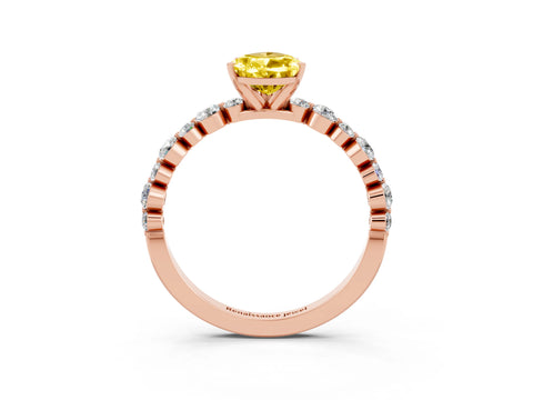 Rose gold Pear Cut Yellow Sapphire Prong Set Engagement Ring with Pavé Band_15