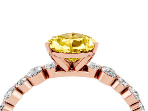 Rose gold Pear Cut Yellow Sapphire Prong Set Engagement Ring with Pavé Band_16
