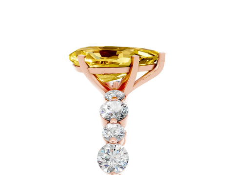 Rose gold Pear Cut Yellow Sapphire Prong Set Engagement Ring with Pavé Band_17