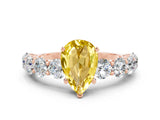 Rose gold Pear Cut Yellow Sapphire Prong Setting with Side Stones on a Pave Band_24