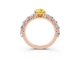Rose gold Pear Cut Yellow Sapphire Prong Setting with Side Stones on a Pave Band_27