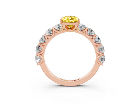 Rose gold Pear Cut Yellow Sapphire Prong Setting with Side Stones on a Pave Band_27