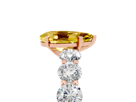 Rose gold Pear Cut Yellow Sapphire Prong Setting with Side Stones on a Pave Band_29