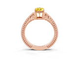 Rose gold Pear Cut Yellow Sapphire Ring with Milgrain Pavé Band and Four-Prong Setting_39