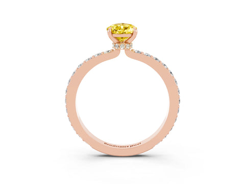 Rose gold Pear Cut Yellow Sapphire Ring with Pavé Band and Four-Prong Setting_27