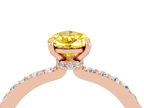 Rose gold Pear Cut Yellow Sapphire Ring with Pavé Band and Four-Prong Setting_28