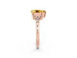 Rose gold Pear Cut Yellow Sapphire Ring with Side Stones and Four-Prong Setting_62