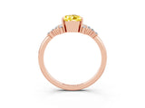 Rose gold Pear Cut Yellow Sapphire Ring with Side Stones and Four-Prong Setting_63