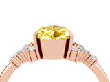 Rose gold Pear Cut Yellow Sapphire Ring with Side Stones and Four-Prong Setting_64