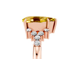 Rose gold Pear Cut Yellow Sapphire Ring with Side Stones and Four-Prong Setting_65