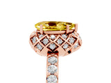 Rose gold Pear Cut Yellow Sapphire Scalloped Halo Engagement Ring with Round Shared Prong Band_29