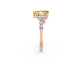 Rose gold Pear Cut Yellow Sapphire Scattered Round Accent Ring with Prong Setting_14