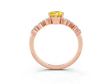 Rose gold Pear Cut Yellow Sapphire Scattered Round Accent Ring with Prong Setting_15