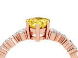 Rose gold Pear Cut Yellow Sapphire Scattered Round Accent Ring with Prong Setting_16