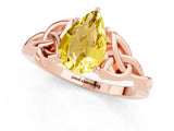 Rose gold Pear Cut Yellow Sapphire Solitaire Celtic Knot Ring with Four-Prong Setting_37