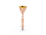 Rose gold Pear Cut Yellow Sapphire Solitaire Celtic Knot Ring with Four-Prong Setting_38