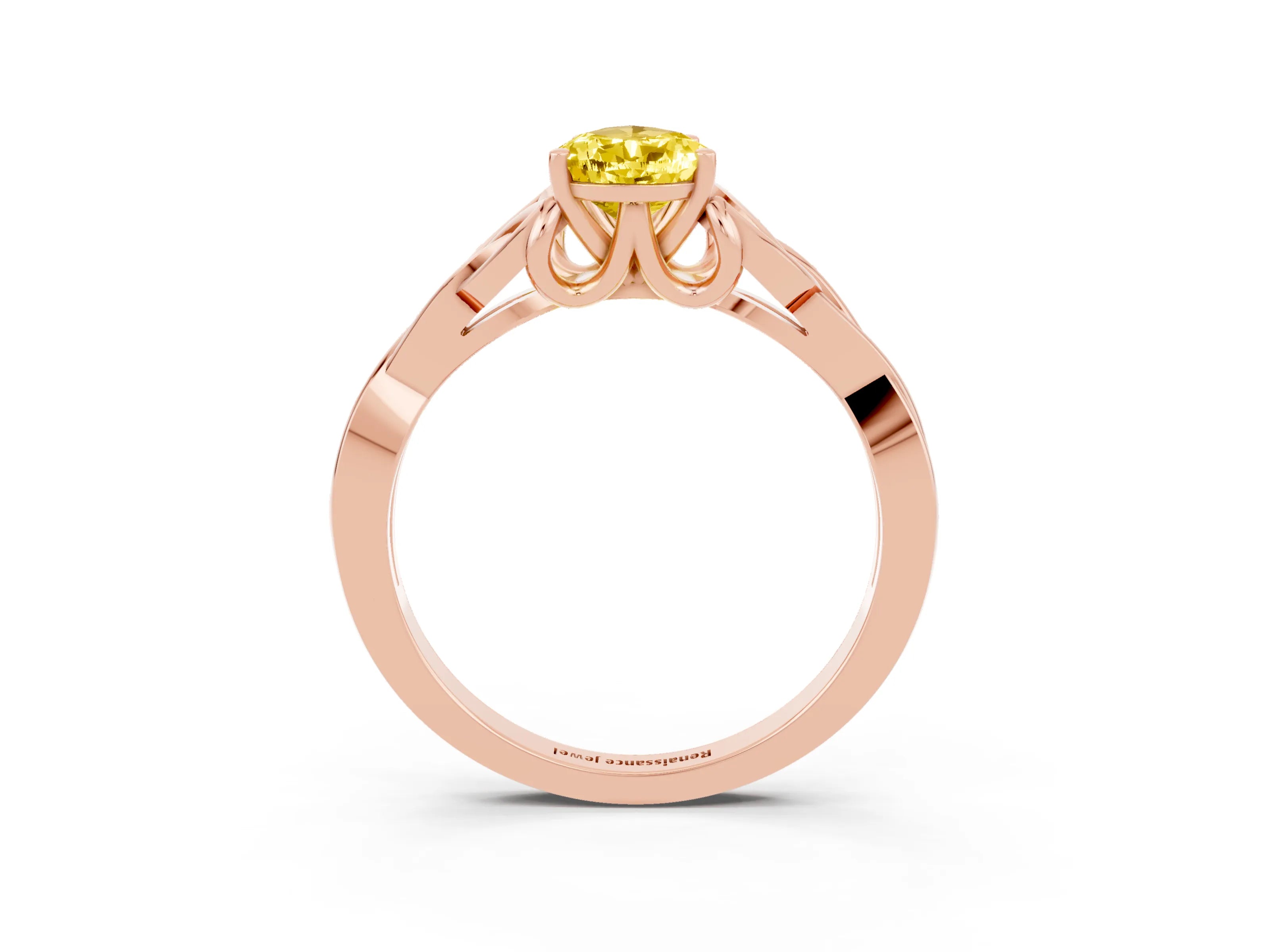 Rose gold Pear Cut Yellow Sapphire Solitaire Celtic Knot Ring with Four-Prong Setting_39