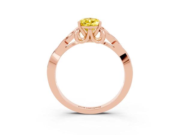Rose gold Pear Cut Yellow Sapphire Solitaire Celtic Knot Ring with Four-Prong Setting