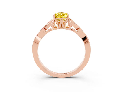 Rose gold Pear Cut Yellow Sapphire Solitaire Celtic Knot Ring with Four-Prong Setting_39