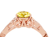 Rose gold Pear Cut Yellow Sapphire Solitaire Celtic Knot Ring with Four-Prong Setting_40