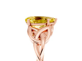 Rose gold Pear Cut Yellow Sapphire Solitaire Celtic Knot Ring with Four-Prong Setting_41