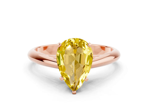Rose gold Pear Cut Yellow Sapphire Solitaire Engagement Ring with Cathedral Setting and Four-Prong Mount_12