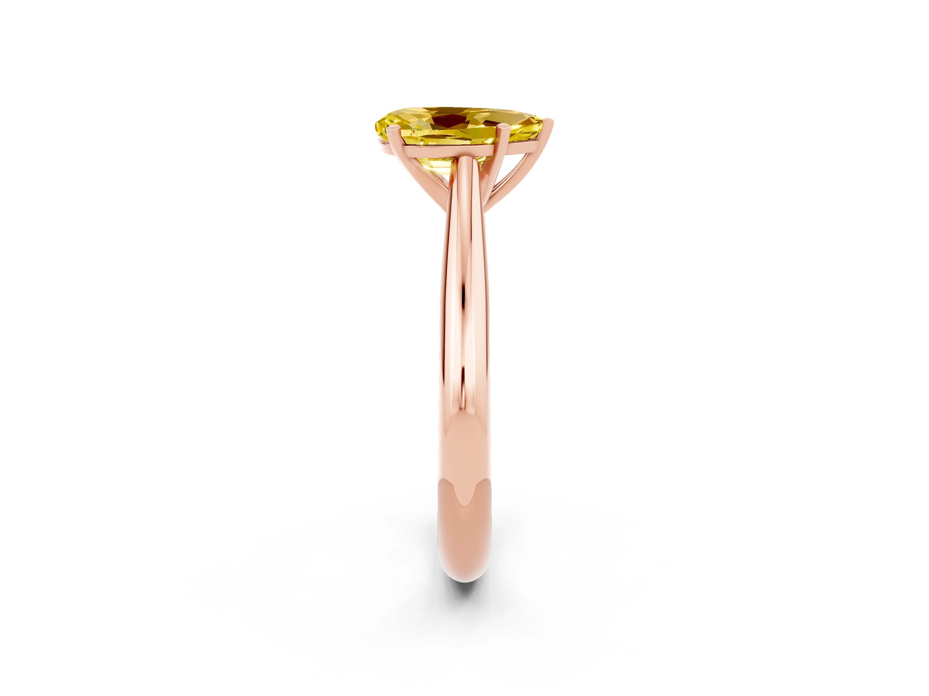 Rose gold Pear Cut Yellow Sapphire Solitaire Engagement Ring with Cathedral Setting and Four-Prong Mount_14