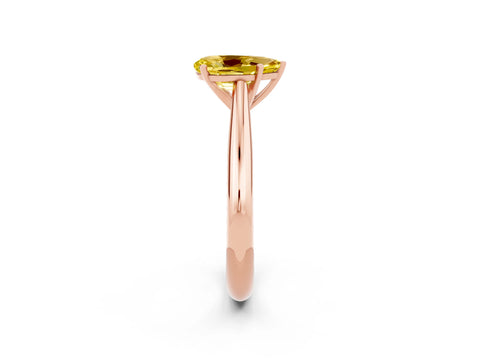 Rose gold Pear Cut Yellow Sapphire Solitaire Engagement Ring with Cathedral Setting and Four-Prong Mount_14