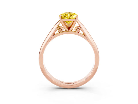 Rose gold Pear Cut Yellow Sapphire Solitaire Engagement Ring with Cathedral Setting and Four-Prong Mount_15
