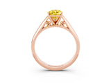 Rose gold Pear Cut Yellow Sapphire Solitaire Engagement Ring with Cathedral Setting and Four-Prong Mount_27
