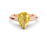 Rose gold Pear Cut Yellow Sapphire Solitaire Engagement Ring with Cathedral Setting and Four-Prong Mount_78