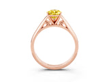 Rose gold Pear Cut Yellow Sapphire Solitaire Engagement Ring with Cathedral Setting and Four-Prong Mount_81