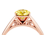Rose gold Pear Cut Yellow Sapphire Solitaire Engagement Ring with Cathedral Setting and Four-Prong Mount_82